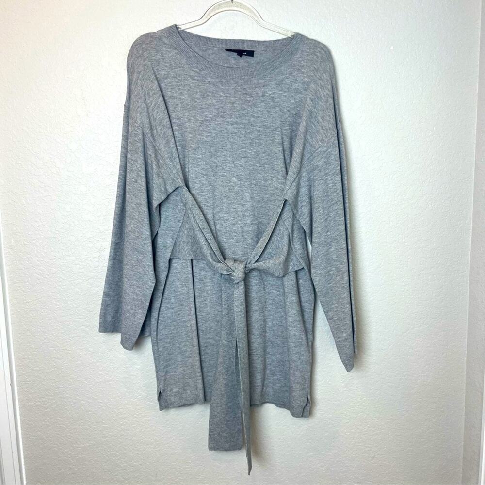 OLIVACEOUS Heather Gray Women's Mini Sweater Dress with Tie Detail Size L